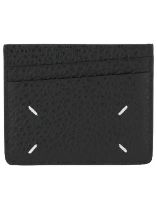 Stitched Slim Slot Card Holder Black Wallet - MAISON MARGIELA - BALAAN 1