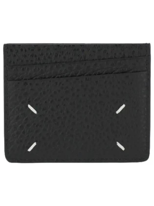 Stitched Slim Slot Card Holder Black Wallet - MAISON MARGIELA - BALAAN 1