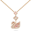 Darjeeling Swan Pendant Necklace Pink Rose Gold - SWAROVSKI - BALAAN 2