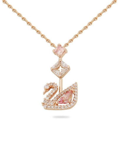 Darjeeling Swan Pendant Necklace Pink Rose Gold - SWAROVSKI - BALAAN 2