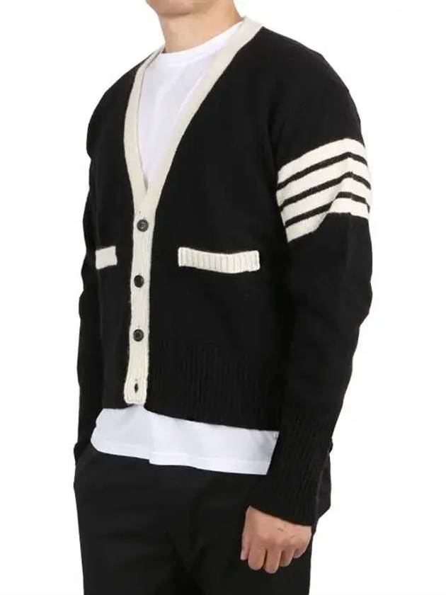 4S Wool Cardigan Black - THOM BROWNE - BALAAN 2