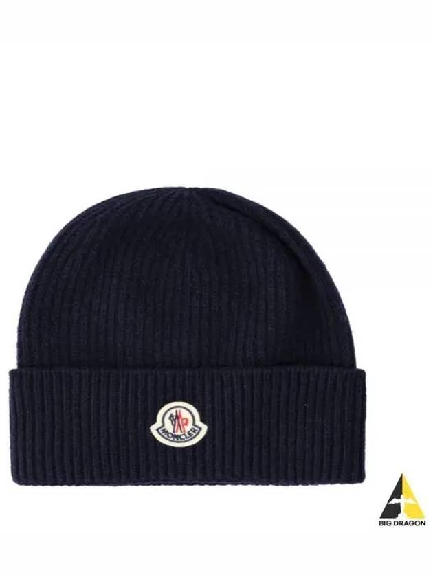 3B00063 M1900 750 Logo Patch Cashmere Beanie - MONCLER - BALAAN 1