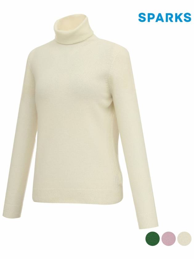 Women s 100 wool turtleneck whole garment knit sweater SO3LKT010 - SPARKS - BALAAN 3