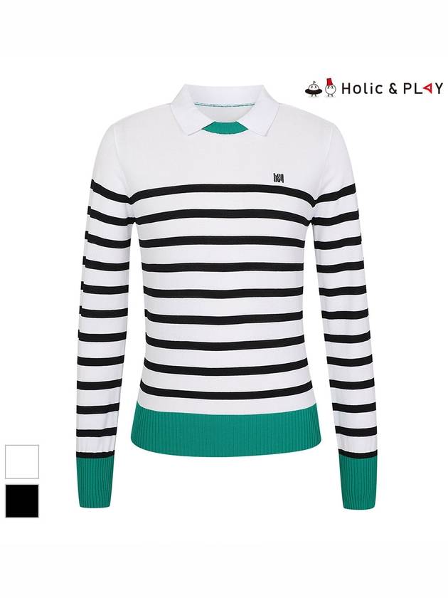 Casual STRIPE Collar SweaterHE1WSW001 - HOLIC&PLAY - BALAAN 1