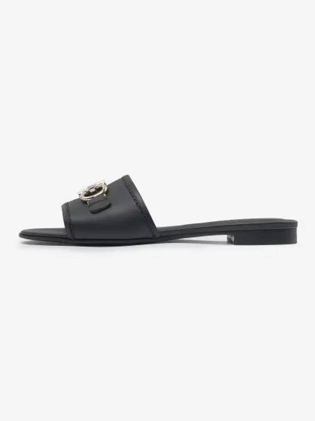 Women's Gancini Rhodes Logo Slippers Black - SALVATORE FERRAGAMO - BALAAN 2