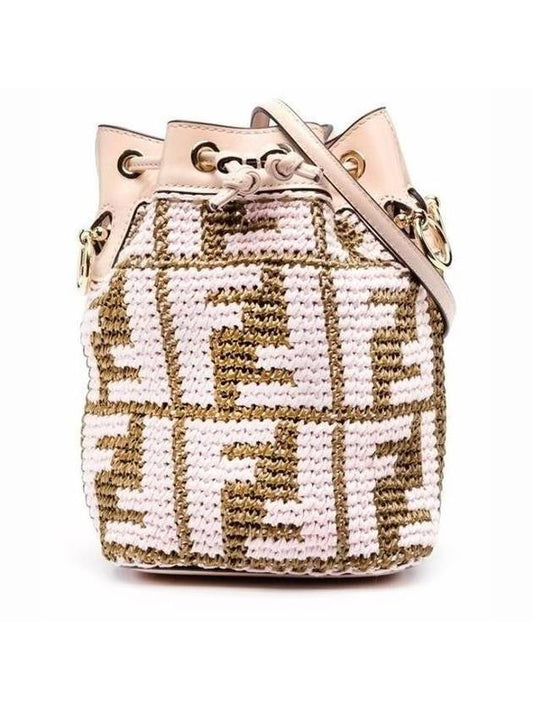 Mon Tresor Raffia Small Bucket Bag Pink - FENDI - BALAAN 1