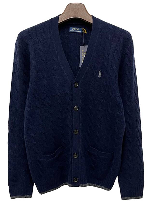 Polo Ralph Lauren Pony Logo Cable Cardigan Navy 710949808 001 - POLO RALPH LAUREN - BALAAN 1