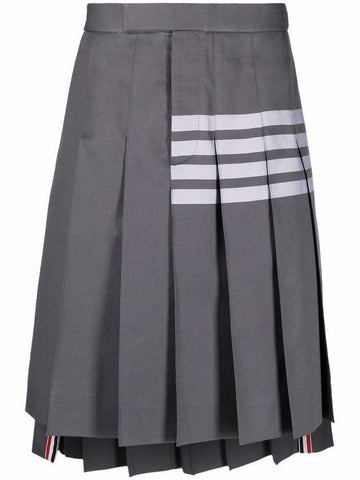 Men's Hairline Madras Check Backstrap Pleated Skirt Medium Grey - THOM BROWNE - BALAAN 1