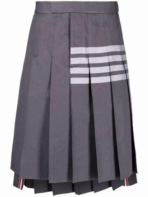 Men's Hairline Madras Check Backstrap Pleated Skirt Medium Grey - THOM BROWNE - BALAAN 1