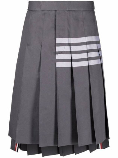 Men's Hairline Madras Check Backstrap Pleated Skirt Medium Grey - THOM BROWNE - BALAAN 1