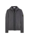 Wappen Patch Cotton Fleece Zip Up Hoodie Lead Gray - STONE ISLAND - BALAAN 1