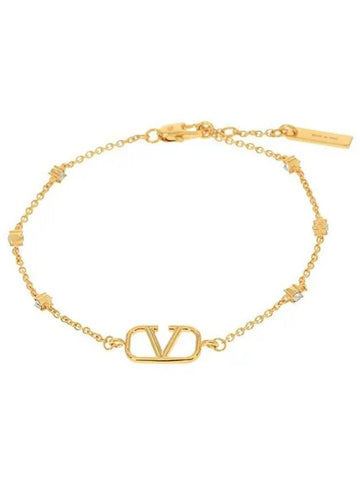 Men's V Logo Signature Bracelet Gold - VALENTINO - BALAAN 1