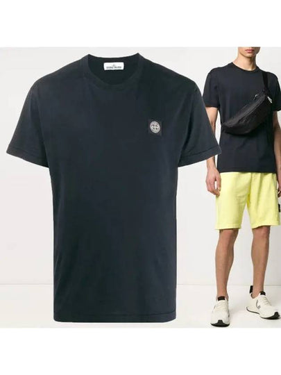 Logo Patch Short Sleeve T-Shirt Navy - STONE ISLAND - BALAAN 2