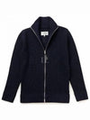 Stitch Knit High Neck Full Zip Up Cardigan Navy - MAISON MARGIELA - BALAAN 2