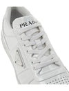 Men's Downtown Triangle Logo Leather Low Top Sneakers White - PRADA - BALAAN 9