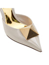 One-Stud Patent Leather Mule Beige - VALENTINO - BALAAN 10