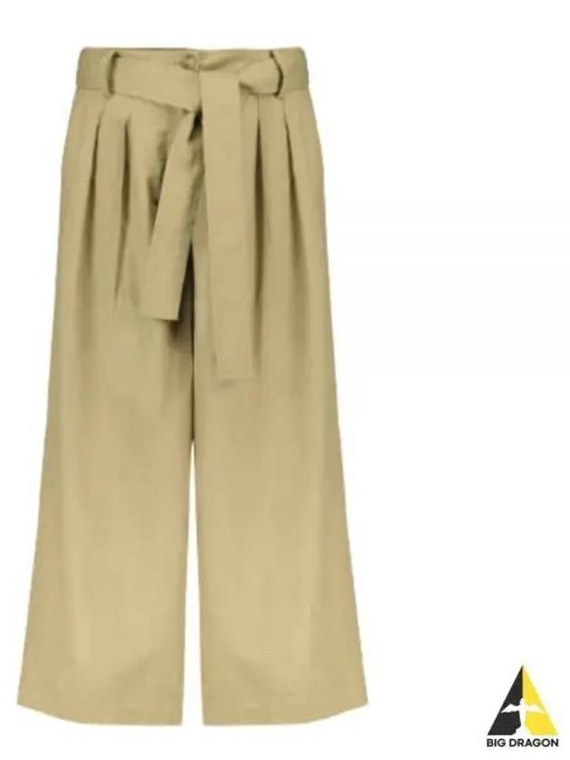 Women's Belted Cotton Wide Pants Beige - VANESSA BRUNO - BALAAN 2