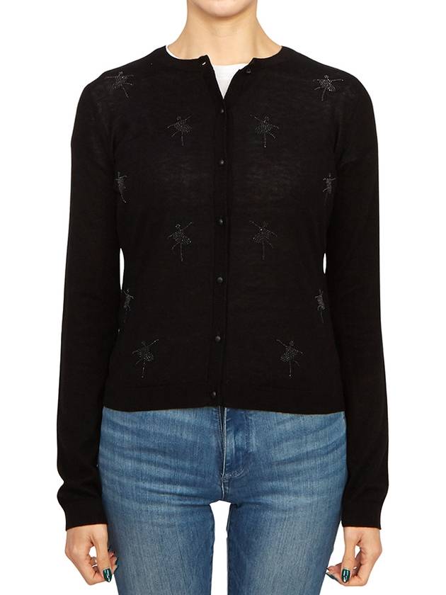 Grolla Ballerina Motif Silk Wool Cardigan Black - MAX MARA - BALAAN 3