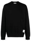 Logo Patch Crew Neck Cotton Sweatshirt Black - JIL SANDER - BALAAN 2