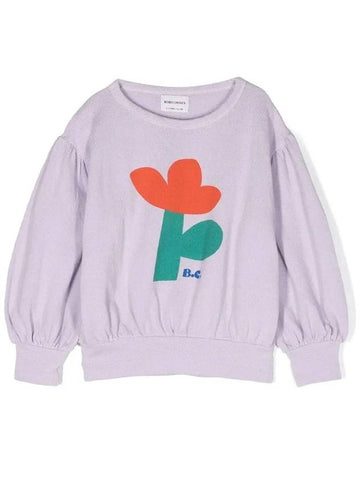 Kids Flower Printing Sweatshirt Purple 123AC045 530 - BOBO CHOSES - BALAAN 1