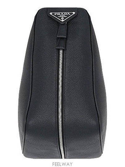 Triangle Logo Leather Backpack Black - PRADA - BALAAN 2