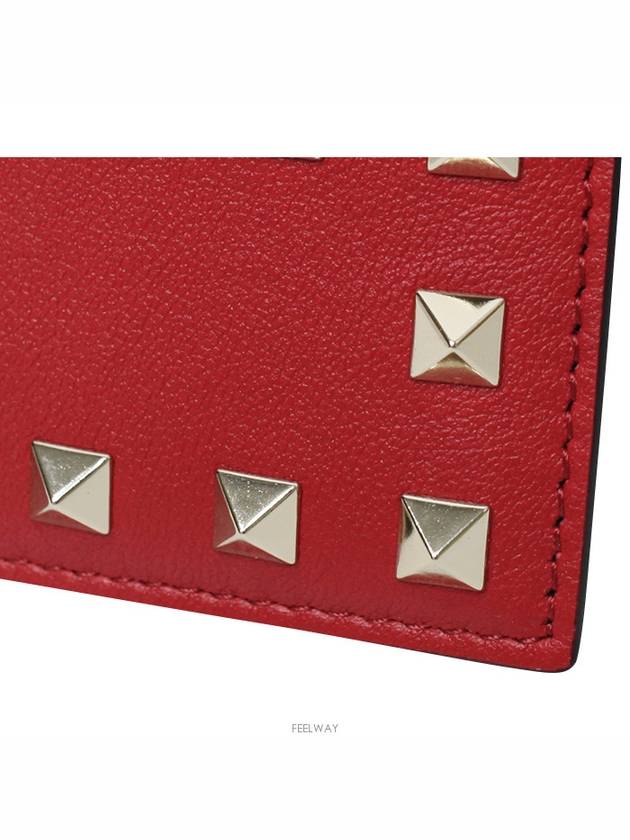 Rockstud Card Wallet Red - VALENTINO - BALAAN 5