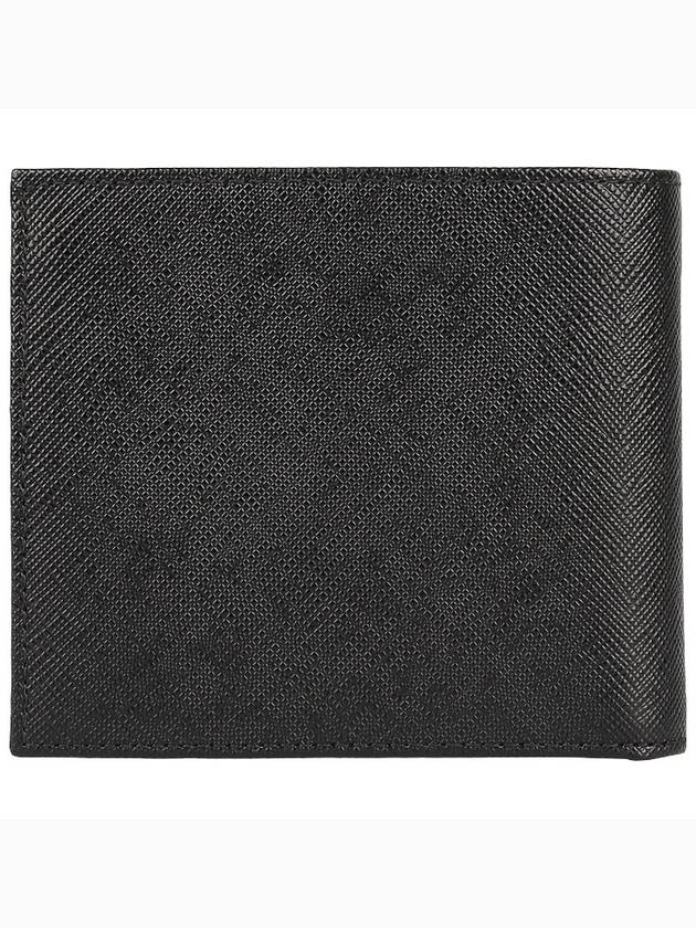 Triangle Logo Saffiano Half Wallet Black - PRADA - BALAAN 4