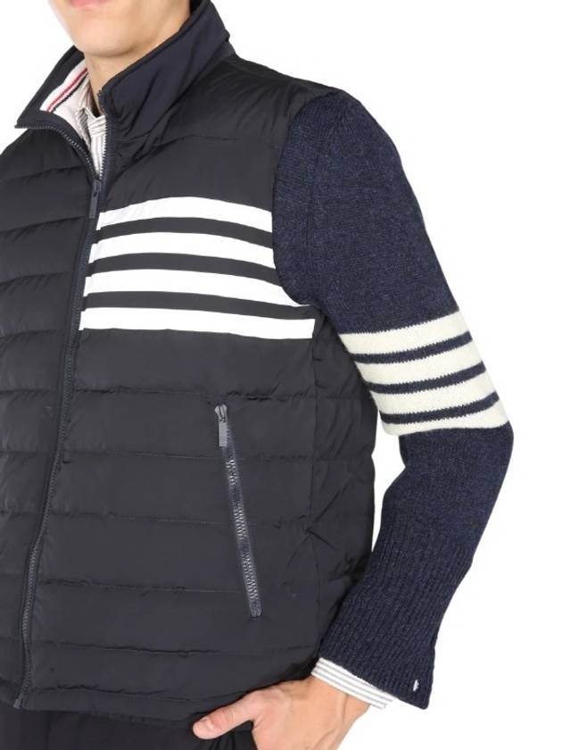 4 Bar Poly Twill Down Vest Navy - THOM BROWNE - BALAAN 5