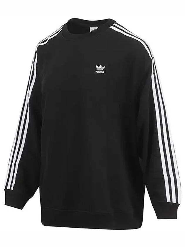 3-Stripes Oversized Crew Sweatshirt Black - ADIDAS - BALAAN 3