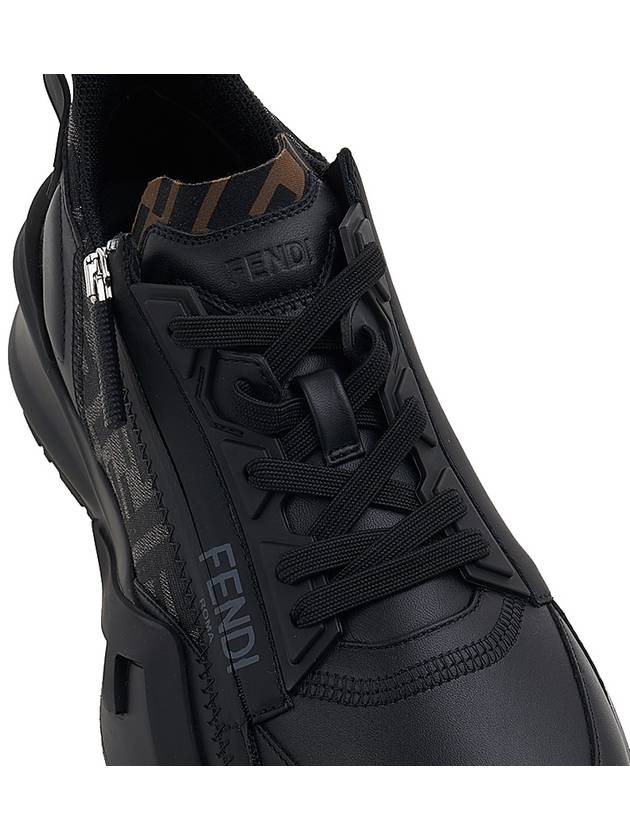Flow FF Jacquard Leather Running Low Top Sneakers Black - FENDI - BALAAN 9