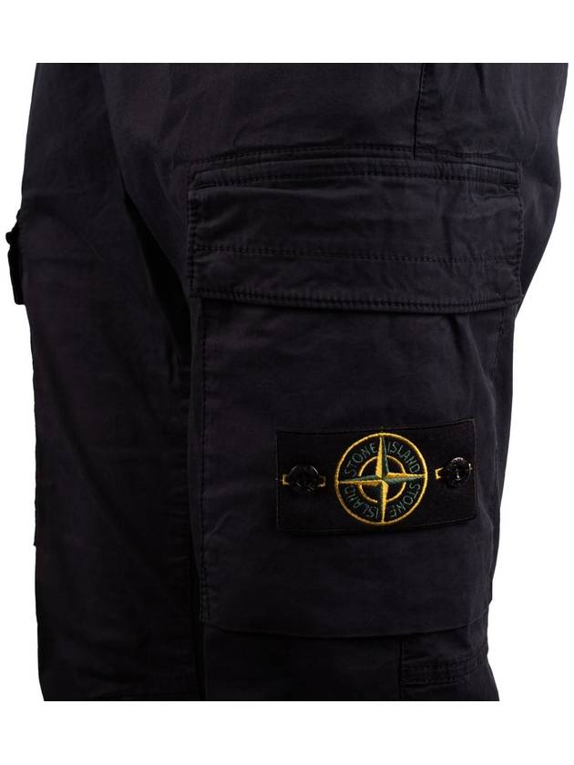 Stretch Cotton Gabardine Garment Dyed Cargo Straight Pants Navy - STONE ISLAND - BALAAN 4