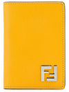 FF Square Leather Card Wallet Yellow - FENDI - BALAAN 1