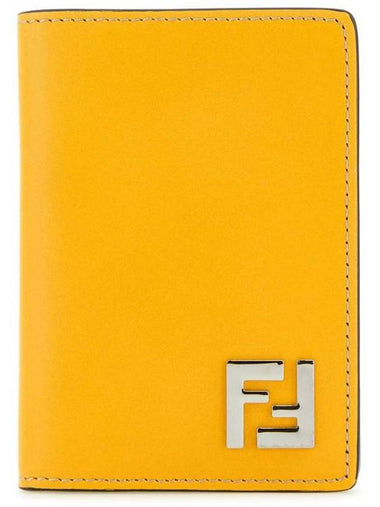 FF Square Leather Card Wallet Yellow - FENDI - BALAAN 1