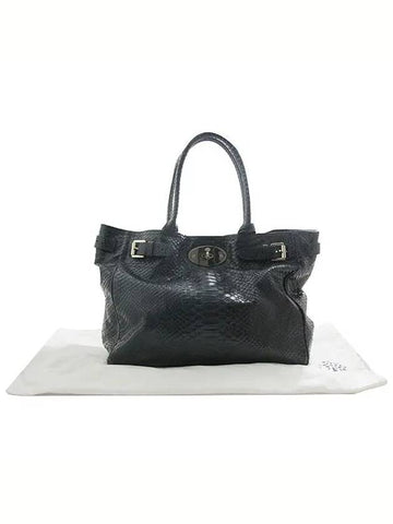 Black Python Bayswater gold logo decorated shopper shoulder bag - MULBERRY - BALAAN 1