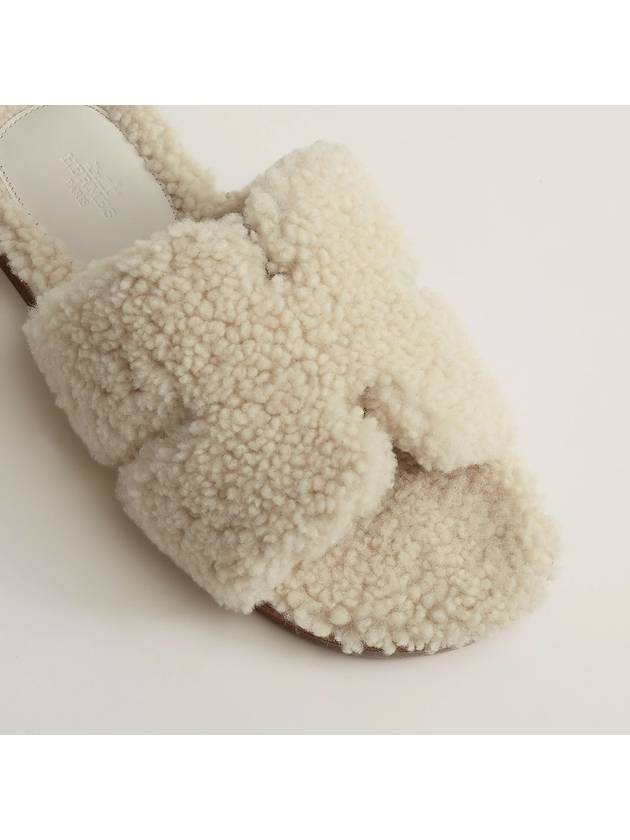 Izmir shearling fleece sandals cream white - HERMES - BALAAN 4