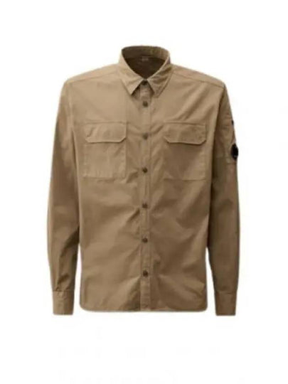 Organic Gabardine Buttoned Lens Long Slevee Shirt Brown - CP COMPANY - BALAAN 2