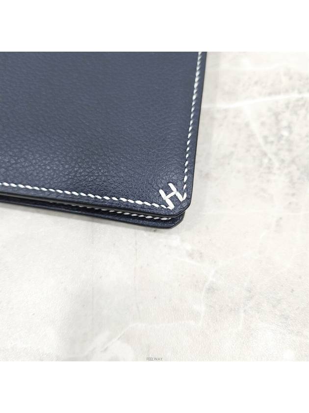 Lux You New Product H Cellier Compact Half Wallet B Engraving Evercolor Blue Nuit - HERMES - BALAAN 5