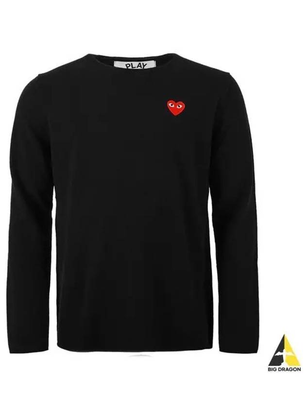 Red Heart Crew Neck Knit Top P1 N068 1 Black - COMME DES GARCONS - BALAAN 2