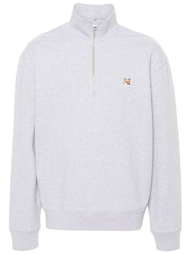 Fox Head Patch Half Zipper Sweatshirt Light Grey Melange - MAISON KITSUNE - BALAAN 3