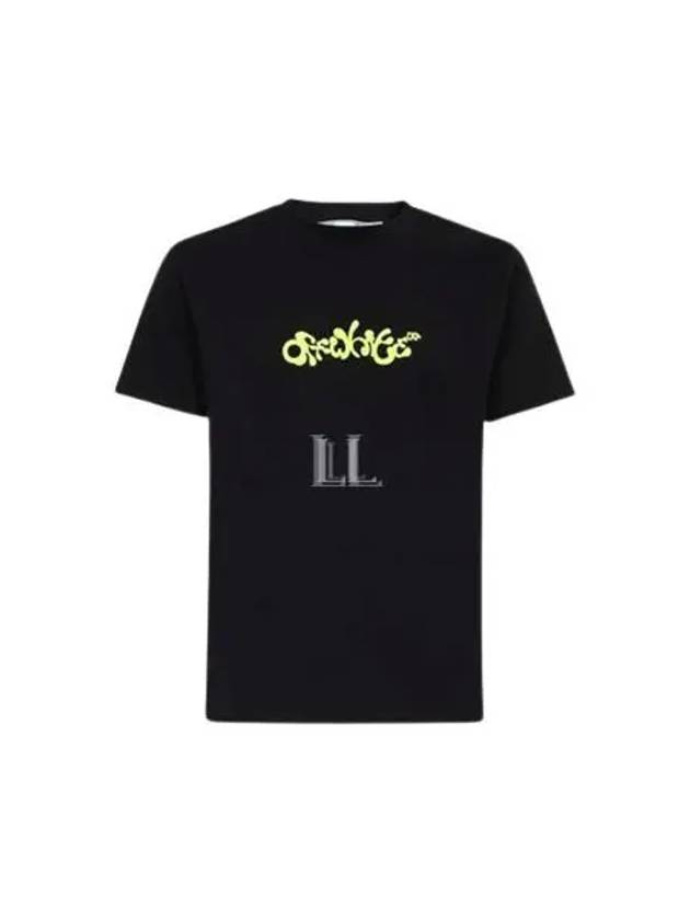 Arrow Neon Velour Lettering Short Sleeve T-Shirt Black - OFF WHITE - BALAAN 2