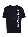 Logo Print Short Sleeve T-Shirt Navy - BALLY - BALAAN 2