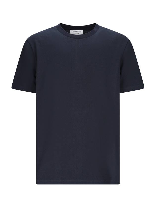 Men's Center Back Striped Short Sleeve T-Shirt Navy - THOM BROWNE - BALAAN 2