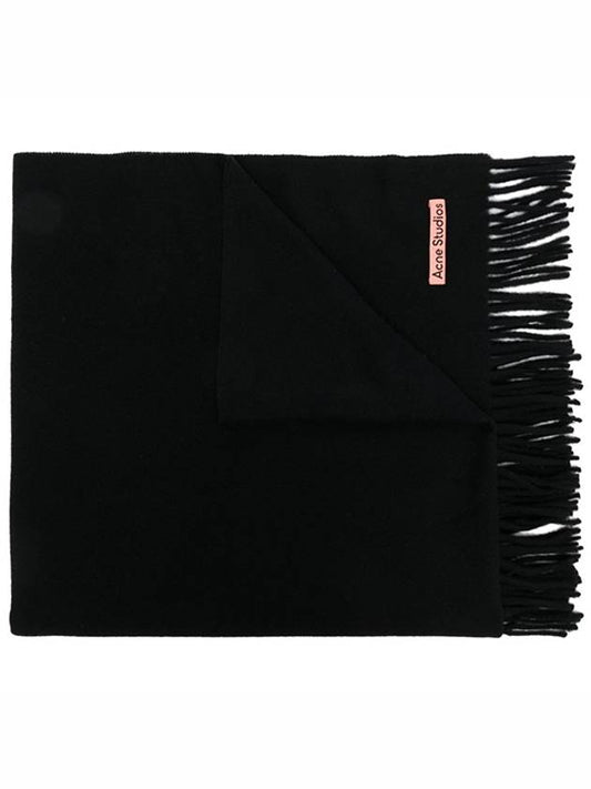 Logo Wool Fringe Scarf Black - ACNE STUDIOS - BALAAN 2