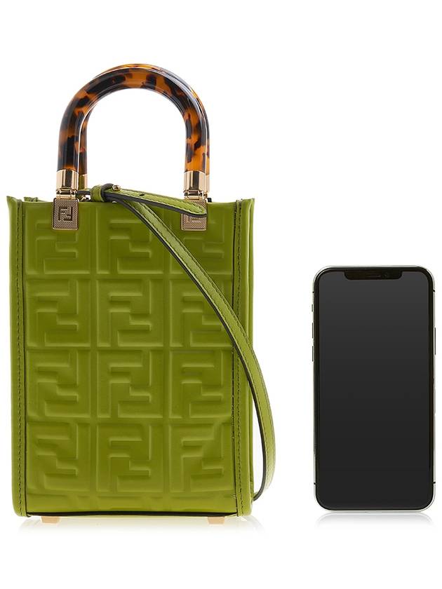 Mini Sunshine FF Embossed Leather Cross Bag Green - FENDI - BALAAN 7