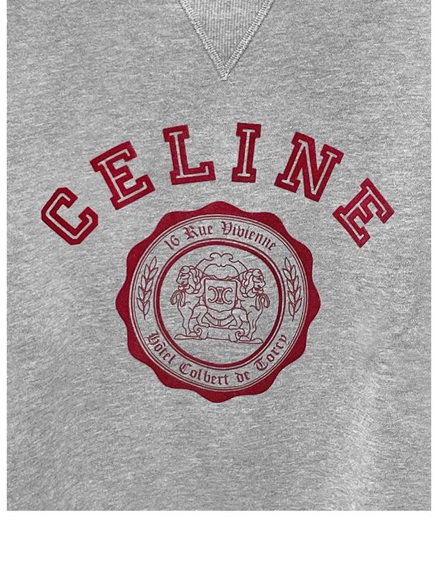 Gray Melange Burgundy Blason Loose Sweatshirt RY030670Q 09BA - CELINE - BALAAN 6