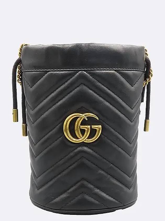 575163 Black leather GG Marmont mini bucket cross bag - GUCCI - BALAAN 2