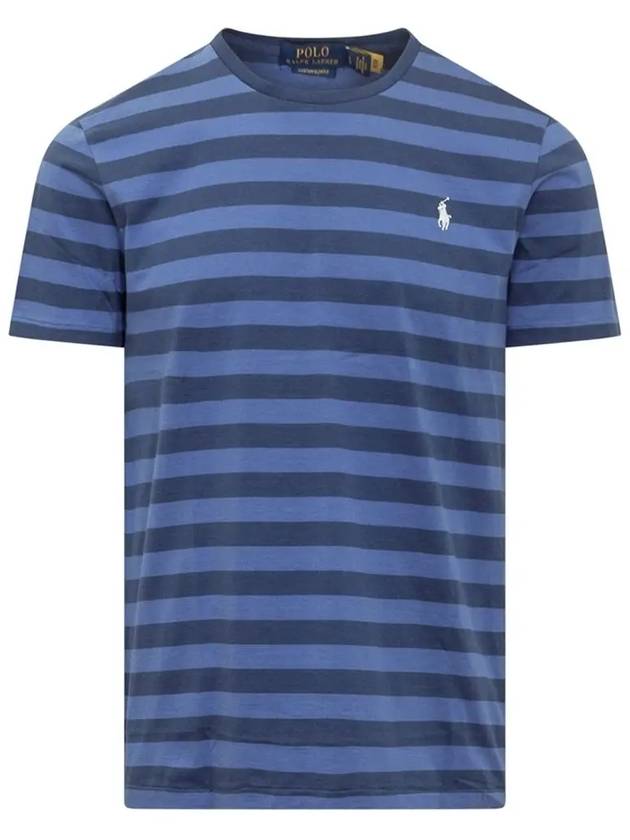 Men's Embroidery Pony Striped Short Sleeve T-Shirt Blue - POLO RALPH LAUREN - BALAAN 3