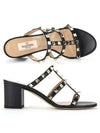 Rock Stud Leather Sandal Heels Black - VALENTINO - BALAAN 4