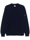 Merino Wool Crew Neck Knit Top Navy - CP COMPANY - BALAAN 3