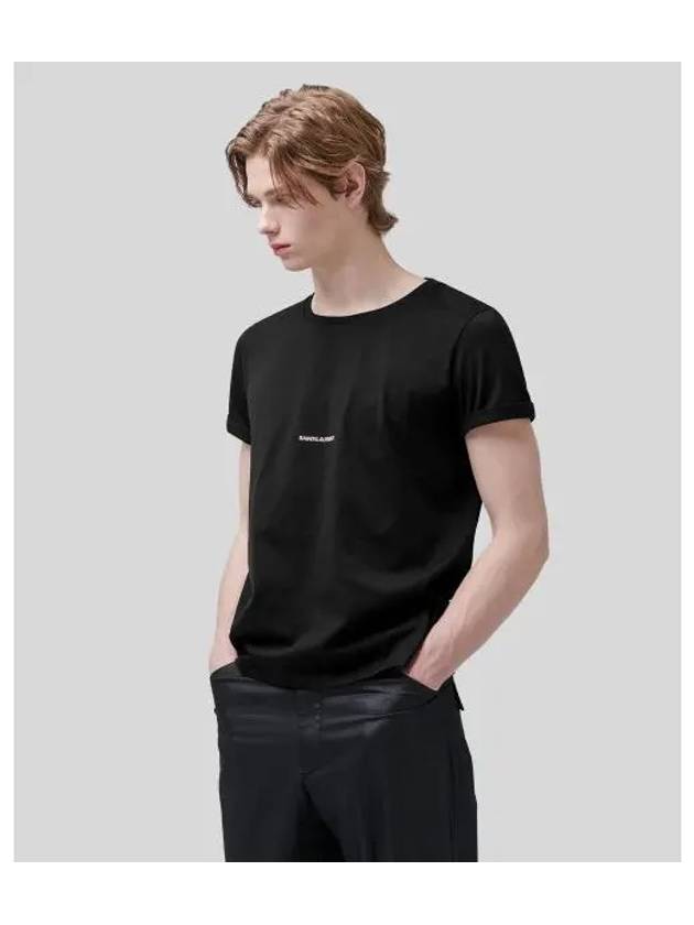 Men's Small Logo Short Sleeve T-Shirt Black - SAINT LAURENT - BALAAN 2